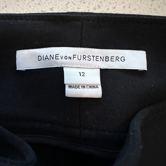 Diane Von Furstenberg Chic Black Slim Fit Mid Rise Trousers Size 12 - Picture 6 of 8